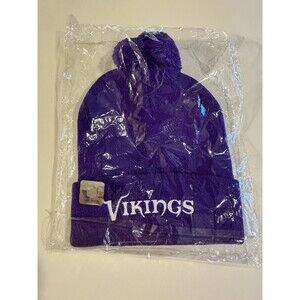 Minnesota Vikings Hat Cap NFL Football Knit Beanie Pompom Stocking Winter